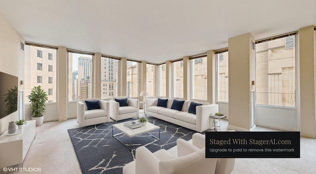100 E Walton St Unit 14D, Chicago, IL 60611 - living room with carpet floors and plenty of natural light