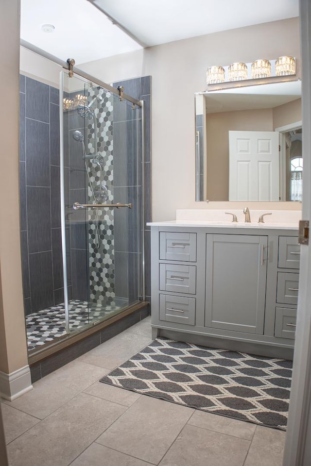 5451 Elizabeth Pl Unit 0, Rolling Meadows, IL 60008 - full bathroom with a stall shower, vanity, and tile patterned floors