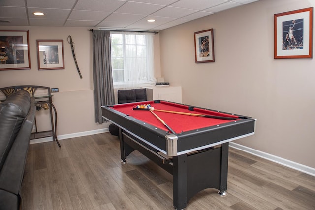 5451 Elizabeth Pl Unit 0, Rolling Meadows, IL 60008 - recreation room with wood finished floors, billiards table, a drop ceiling, and recessed lighting
