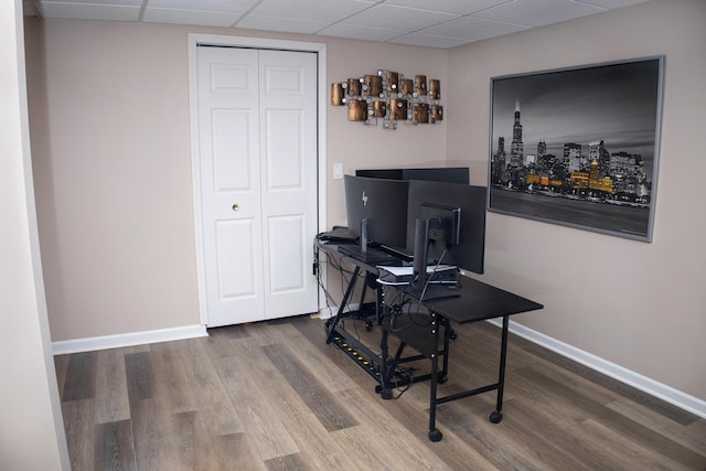 5451 Elizabeth Pl Unit 0, Rolling Meadows, IL 60008 - office featuring a drop ceiling, wood finished floors, and a bar