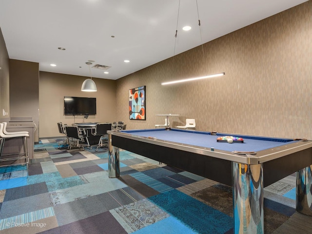 225 N Columbus Dr Unit 7207, Chicago, IL 60601 - game room with billiards table, recessed lighting, and wallpapered walls