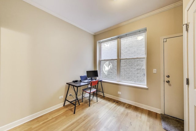 1949 N Whipple St Unit 1, Chicago, IL 60647 - office area with ornamental molding and wood finished floors