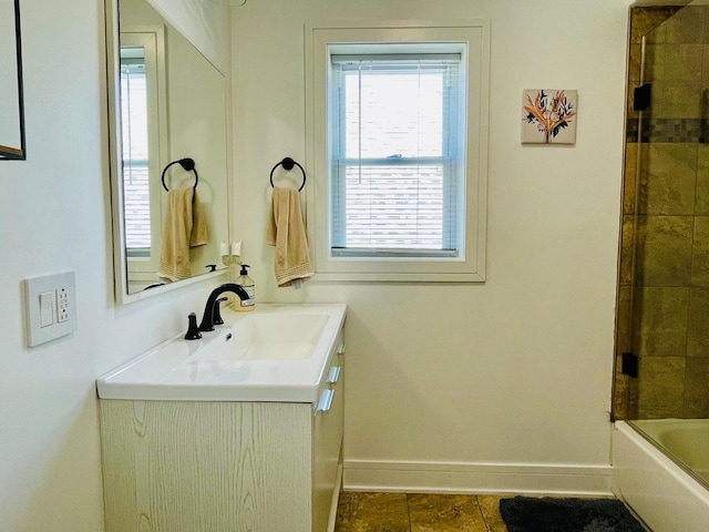 5410 S Harding Ave, Chicago, IL 60632 - bathroom with vanity, shower / bathtub combination, and tile patterned flooring