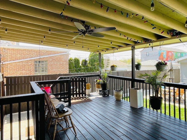 5410 S Harding Ave, Chicago, IL 60632 - wooden terrace with a ceiling fan