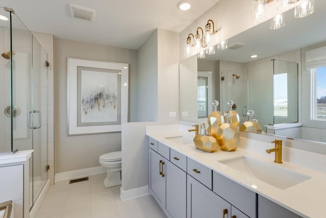 25452 W Stockwell Dr, Plainfield, IL 60544 - full bath featuring double vanity, a shower stall, and tile patterned floors