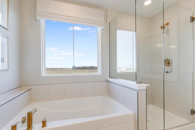 25452 W Stockwell Dr, Plainfield, IL 60544 - bathroom featuring plenty of natural light, a garden tub, and a shower stall