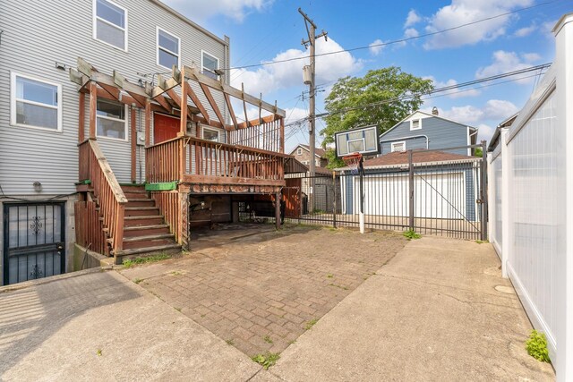 1166 W Cullerton St, Chicago, IL 60608 - view of patio with a deck, a pergola, and stairs