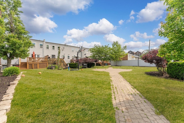 1166 W Cullerton St, Chicago, IL 60608 - view of yard featuring stairs and a wooden deck