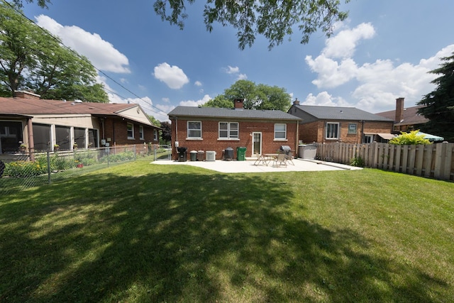 1406 Portsmouth Ave, Westchester, IL 60154 - back of property featuring brick siding, a patio area, a chimney, and a fenced backyard