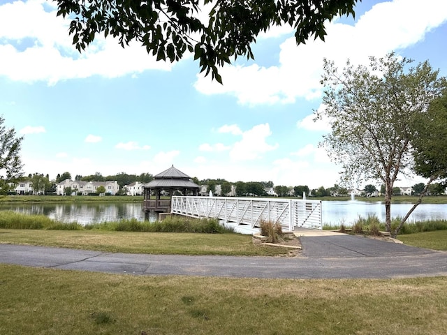 1905 Silverstone Dr Unit 1905, Carpentersville, IL 60110 - dock area featuring a gazebo, a yard, and a water view