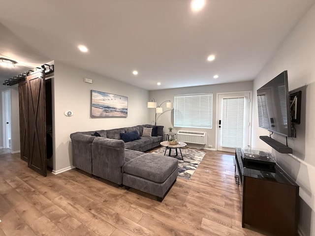 1905 Silverstone Dr Unit 1905, Carpentersville, IL 60110 - living room with light wood finished floors, recessed lighting, and a barn door