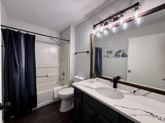 1905 Silverstone Dr Unit 1905, Carpentersville, IL 60110 - full bathroom with vanity, shower / bath combo with shower curtain, and wood finished floors