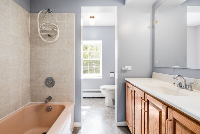 5113 W 79th Pl, Burbank, IL 60459 - bathroom featuring vanity, baseboard heating, and shower / tub combination