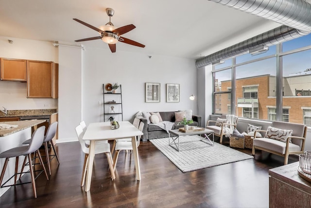 901 W Madison St Unit 609, Chicago, IL 60607 - living area with a ceiling fan and dark wood finished floors