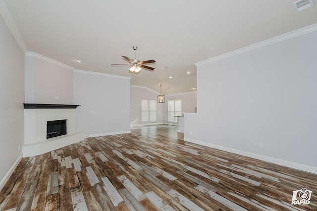 1207 Wrangler Ln, Midland, TX 79705 - unfurnished living room featuring a ceiling fan, baseboards, visible vents, and wood finished floors