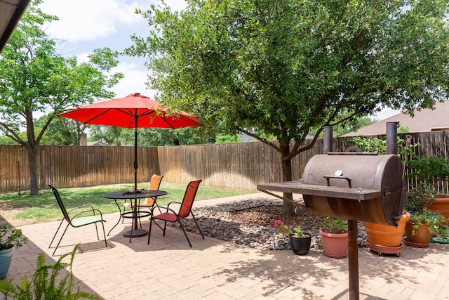view of patio with a fenced backyard