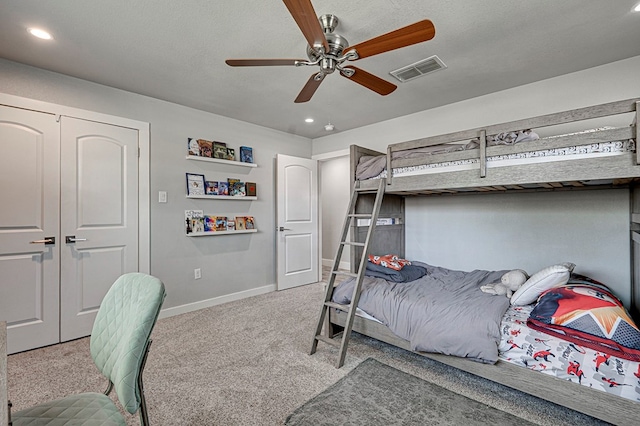 2804 W Dengar Ave, Midland, TX 79705 - carpeted bedroom with baseboards, recessed lighting, and ceiling fan