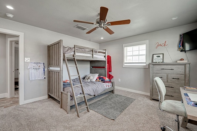 2804 W Dengar Ave, Midland, TX 79705 - bedroom featuring carpet flooring, ceiling fan, baseboards, and recessed lighting