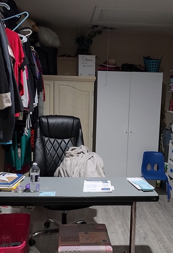 office with hardwood / wood-style flooring