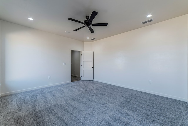 1708 E Main St, Brownfield, TX 79316 - carpeted spare room with a ceiling fan, baseboards, and recessed lighting