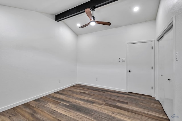 905 Mountain Park Dr, Big Spring, TX 79720 - unfurnished room with a ceiling fan, dark wood-type flooring, recessed lighting, and baseboards