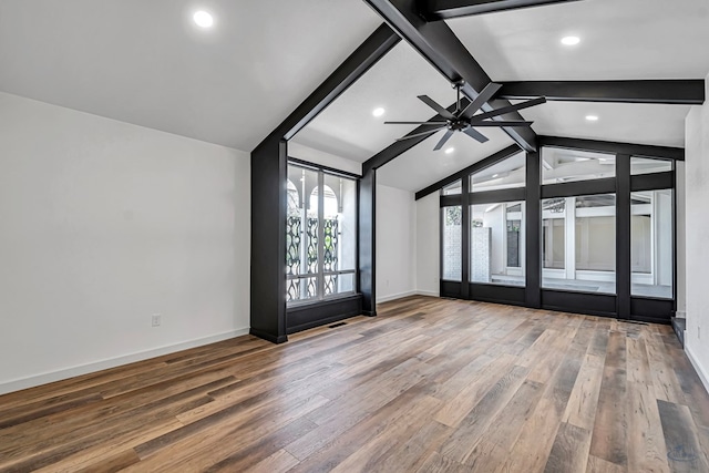 905 Mountain Park Dr, Big Spring, TX 79720 - empty room with baseboards, recessed lighting, wood finished floors, and ceiling fan