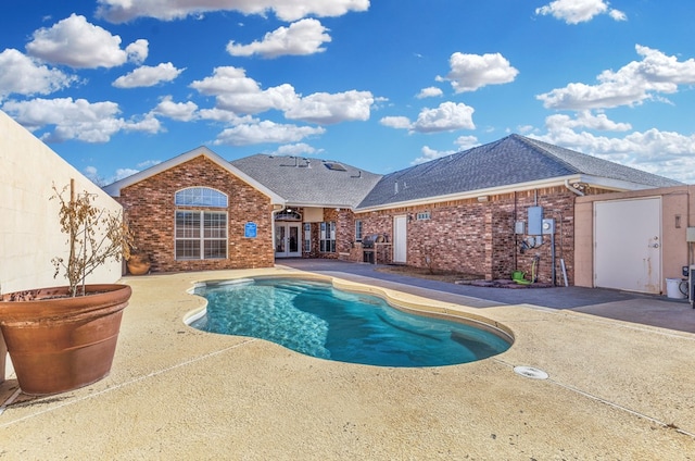 view of swimming pool with a patio