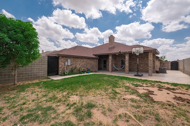view of yard with a fenced backyard and a patio