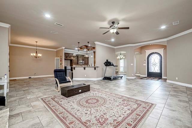 empty room featuring a ceiling fan, baseboards, and carpet