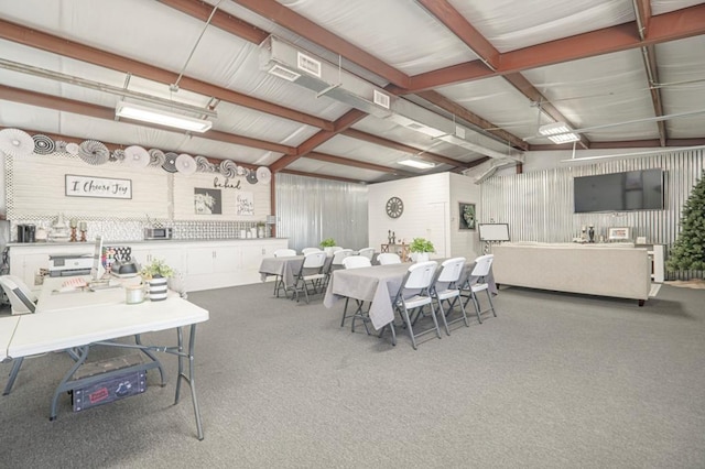 view of carpeted dining room