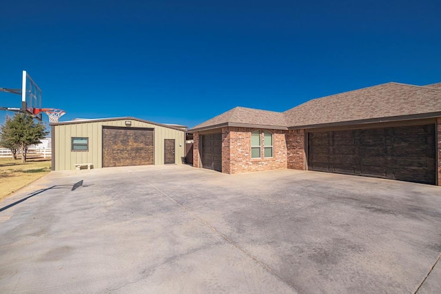 exterior space with a garage