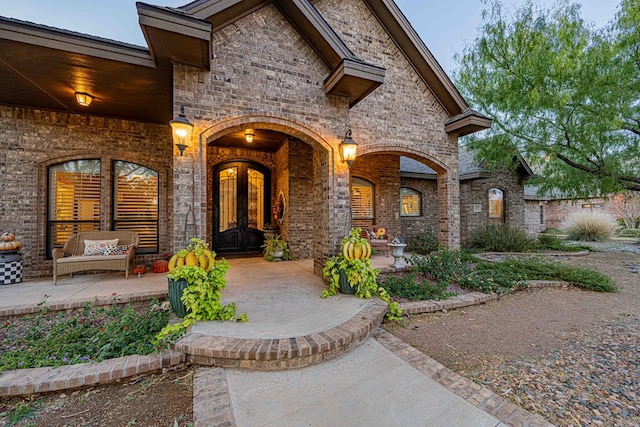 view of exterior entry with french doors