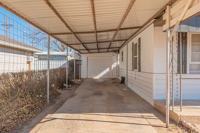 exterior space featuring a carport