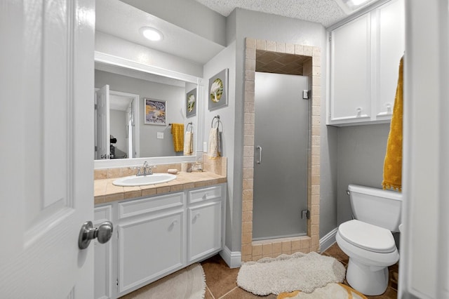 4502 Green Tree Blvd, Midland, TX 79707 - full bathroom with a stall shower, vanity, and tile patterned flooring