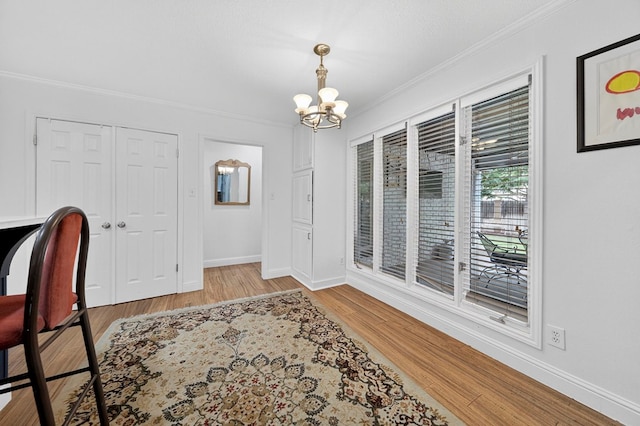 4502 Green Tree Blvd, Midland, TX 79707 - home office with a chandelier, crown molding, and wood finished floors