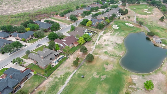 aerial view with a water view and a residential view