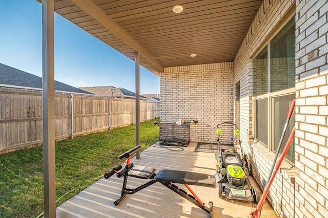 view of patio featuring a fenced backyard