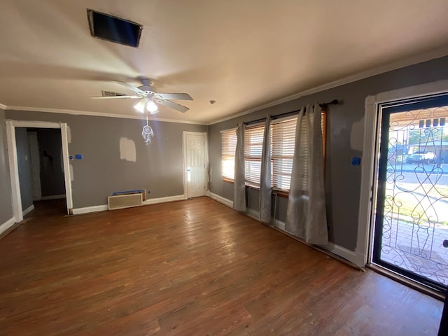 interior space featuring ceiling fan, a healthy amount of sunlight, and hardwood / wood-style flooring