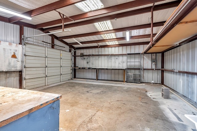 garage featuring metal wall