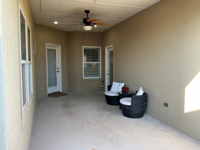 view of patio with ceiling fan