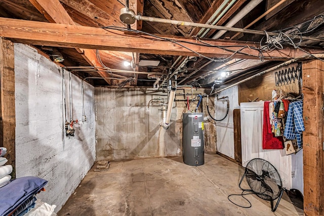 basement with water heater