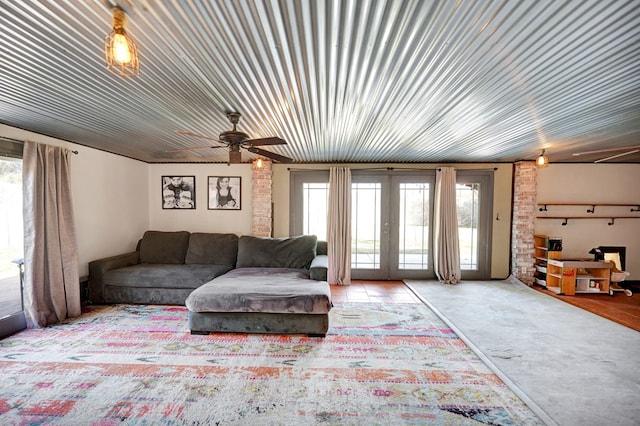 living area featuring french doors