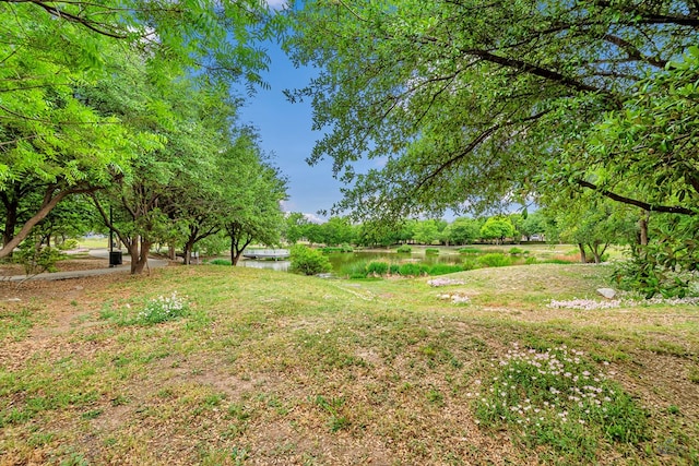 view of yard featuring a water view
