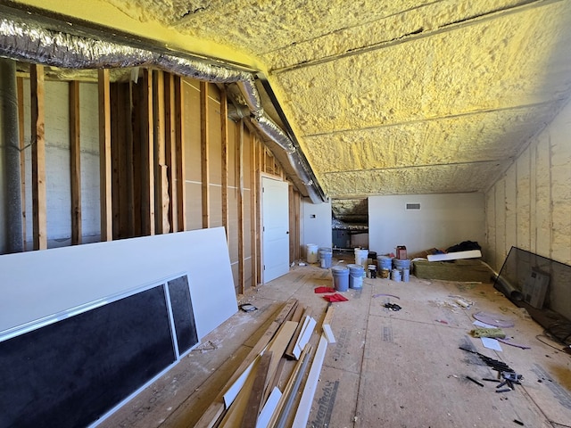 view of unfinished attic