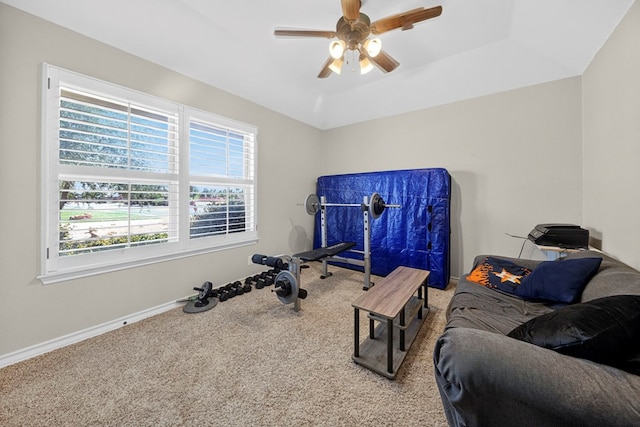 5712 Carmel Ct, Midland, TX 79707 - exercise room with carpet floors and ceiling fan