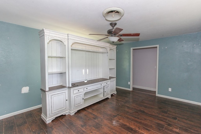 207 W Robinson Rd, Big Spring, TX 79720 - unfurnished living room with ceiling fan and dark wood-style floors