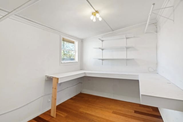 unfurnished office featuring wood-type flooring