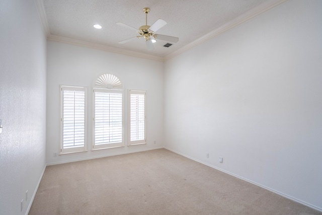 5500 Drexel, Midland, TX 79707 - empty room with ornamental molding, a ceiling fan, light colored carpet, and recessed lighting