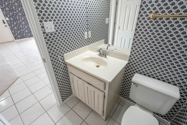 5500 Drexel, Midland, TX 79707 - bathroom featuring tile patterned flooring, vanity, and wallpapered walls