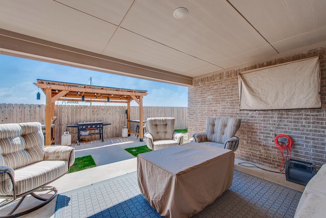 view of patio featuring an outdoor hangout area